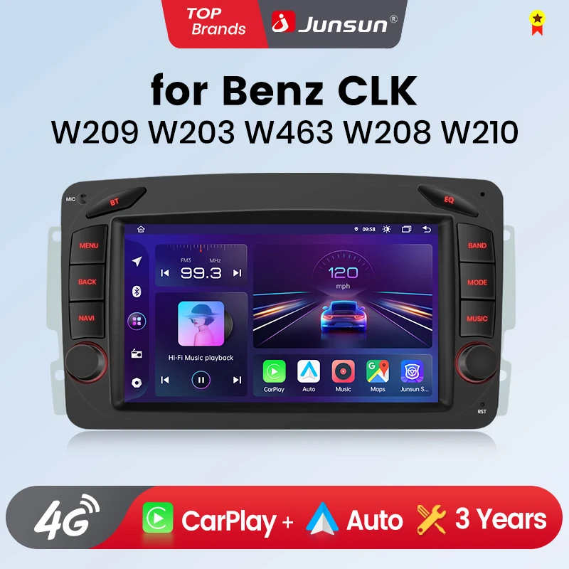 Junsun Wireless CarPlay Android Auto Car Intelligent Systems for Mercedes Benz CLK W209 W203 W463 W208 W210 GPS Autoradio
