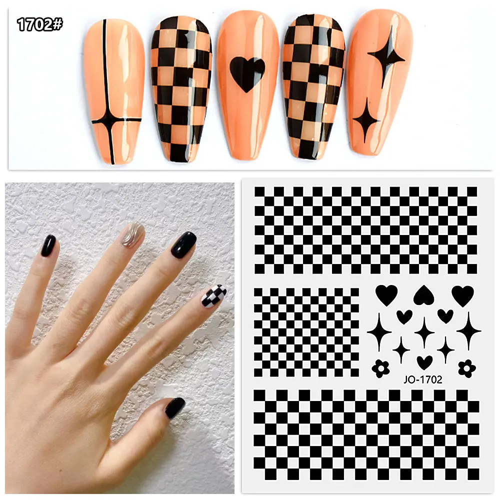 1pcs French Manicure Nail Art Stickers Checker Board Nail Tips Decoration Self-Adhesive For DIY Decoration Stencil Tools 3