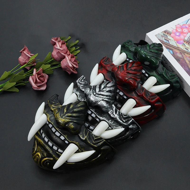 Japanische Samurai Oni Dämon Maske Horror Prajna Killer Stil für Halloween Cosplay Party Kostüm Requisiten – Detail 8