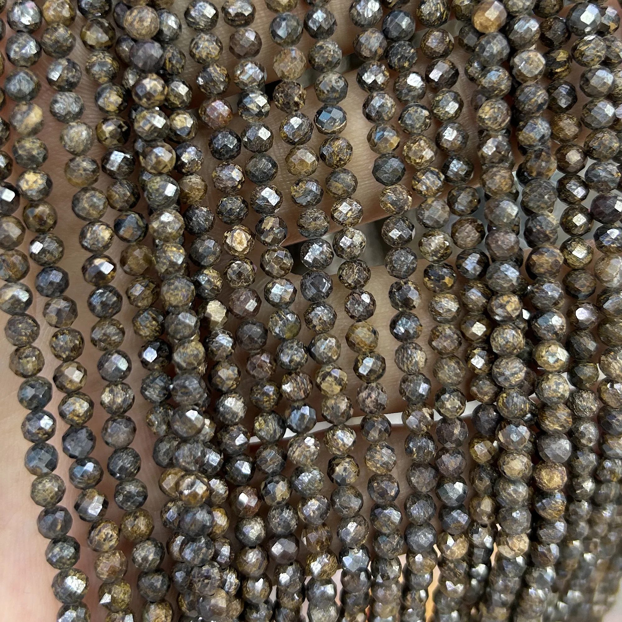 

Bronzite Faceted Beads For Bracelet 2mm 3mm 4mm 15''