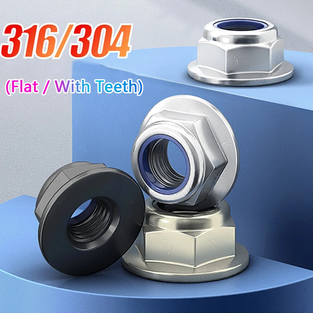 

A2 304 / A4 316 Stainless Steel Hexagon Hex Flange Nuts Flat/Serrated Spinlock Locking Nut M3 M4 M5 M6 M8 M10 M12