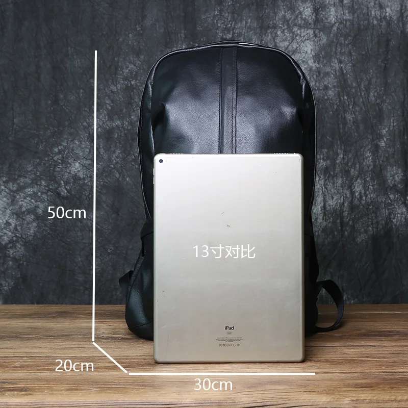 NZPJ Leather Men's Backpack Natural Cowhide Large Capacity Travel Bag Outdoor Schoolbag Business Computer Bag For 15 Inch Laptop