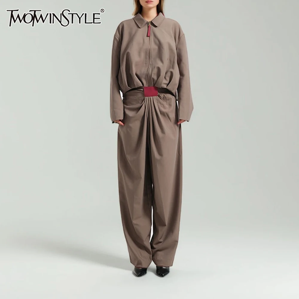 Chic Office Lapel Pocket Shirt High Waist Pants Two Piece Set