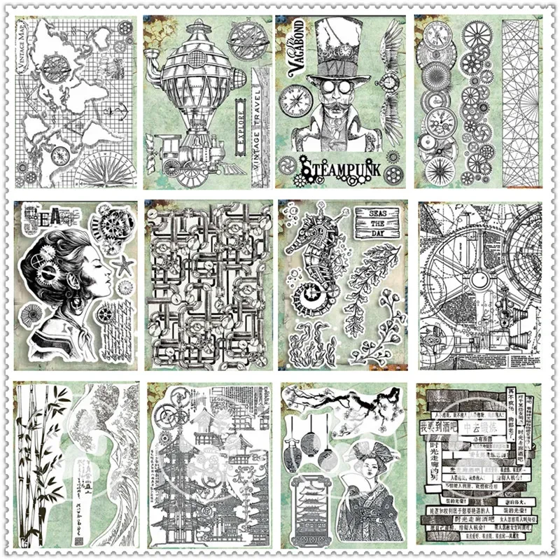 2022 Nuovo Sigillo Fai Da Te Sellos Per Scrapbooking Timbri Trasparenti Card Making Hippocampus Mappa Di Viaggio Vintage Timbro Conto Artigianato Set