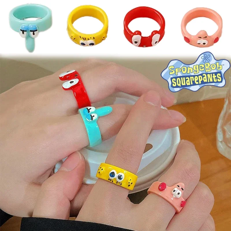 Spongebob Patrick Star Ring Cartoon Anime Kids Finger Rings Jewelry Girl Cute Creative Toy Women Finger Accessories Party Gift