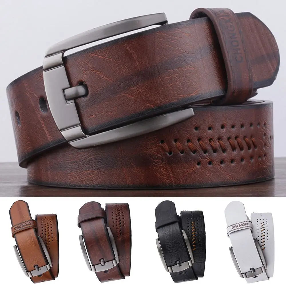

Cowboy Leather Belt Durable Vintage Casual Pin Buckle Waistband Business Belts Men's Belt