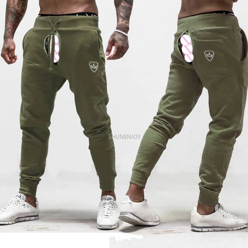 

Open Crotch Outdoor Sex Men Zip Joggers Pants Casual Gym Workout Track Pant Comfortable Slim Fit Tapered Sweatpants with Pockets