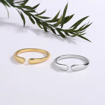 Anelli regolabili semplici con superficie liscia in argento sterling 925 per donna, accessori per gioielli da fidanzamento e matrimonio, vendita all'ingrosso Argent 925