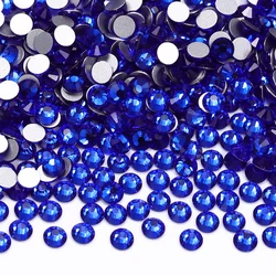 High - Quality Silver Glitter Glass Crystal Rhinestones for Nail Art and Wedding Dress Decoration (Sapphire)