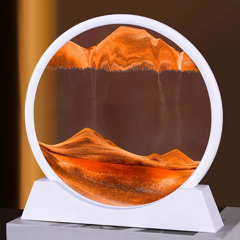 7/12inch Activity Sand Painting Round Glass 3D Hourglass Abysmal Sea Quicksand In Motion Display Frame for Home Decoration Gift sand timer,liquid hourglass timer,colored hourglass