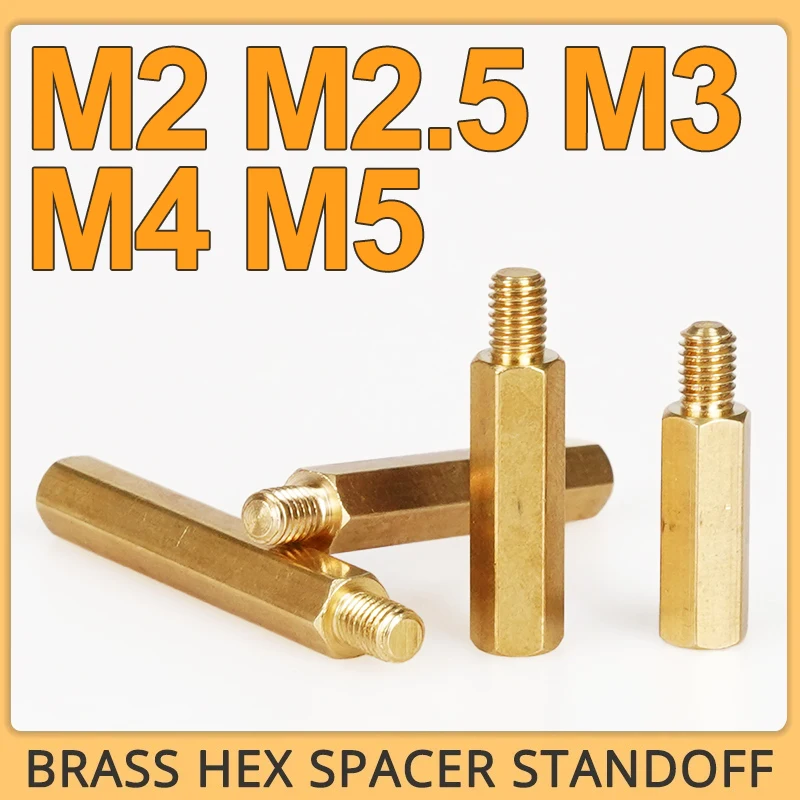 thumbnail image 1 of M2 M2.5 M3 M4 M5 Hex Brass Male Female Standoff Board Rack Stud Hexagon Threaded Pillar PCB Column Motherboard Spacer Bolt Screw, 1 of 4