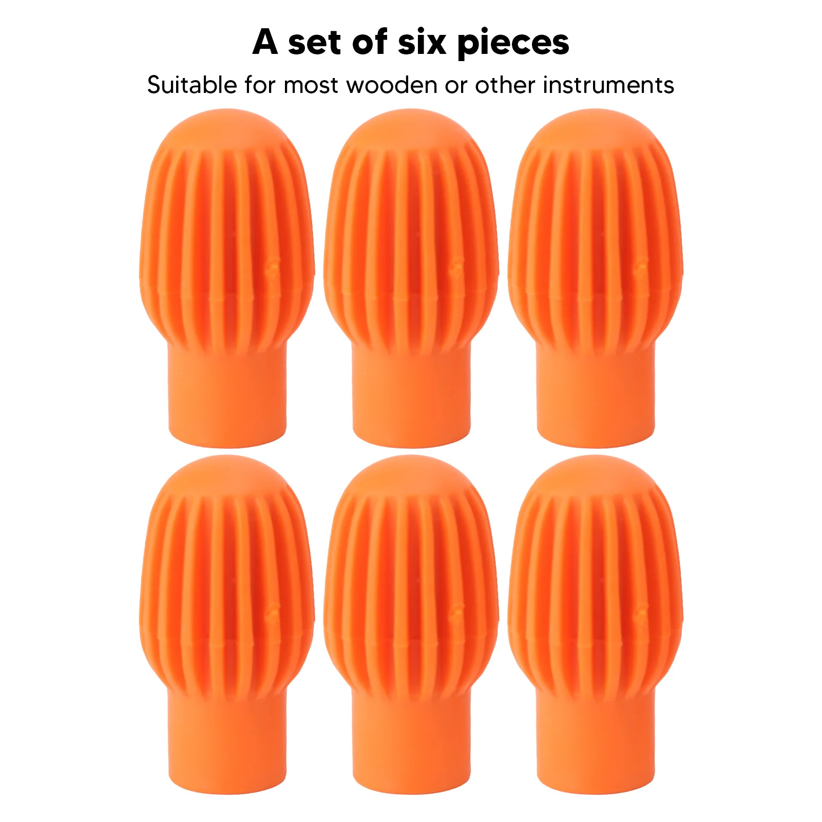 

6PCS Drumstick Silent Practice Tips Silicone Mute Drum Dampener Drum Stick Protector Head Cover For Replacement Orange