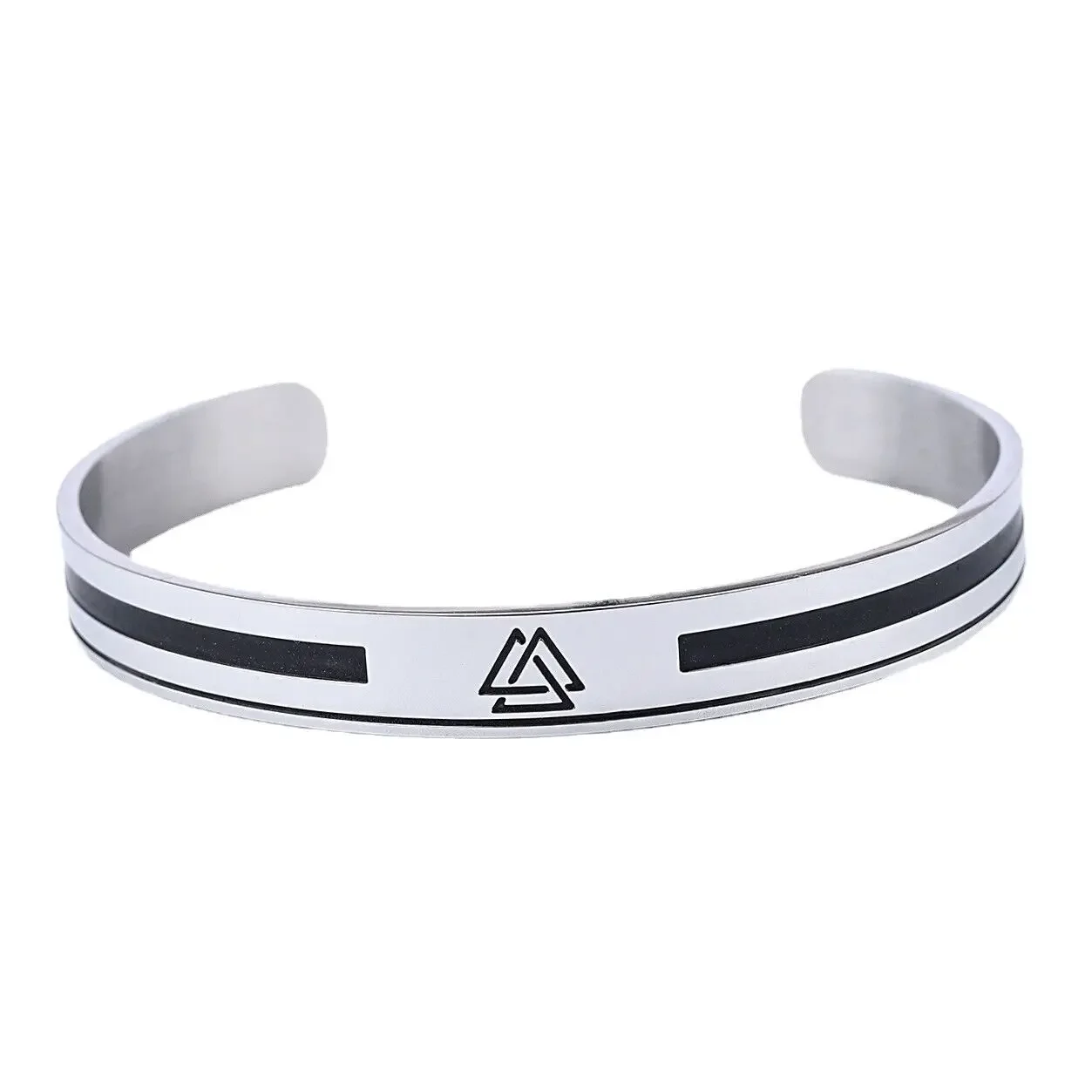 

CHUANGCHENG Men's Stainless Steel Norse Nordic Viking Valknut Amulet Bracelet Cuff Bangle
