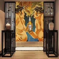 Ukiyo-e Japanese Sumo Wrestling Door Curtain Izakaya Sushi Shop Doorway Curtains Restaurant Kitchen Partition Noren Half-curtain 1