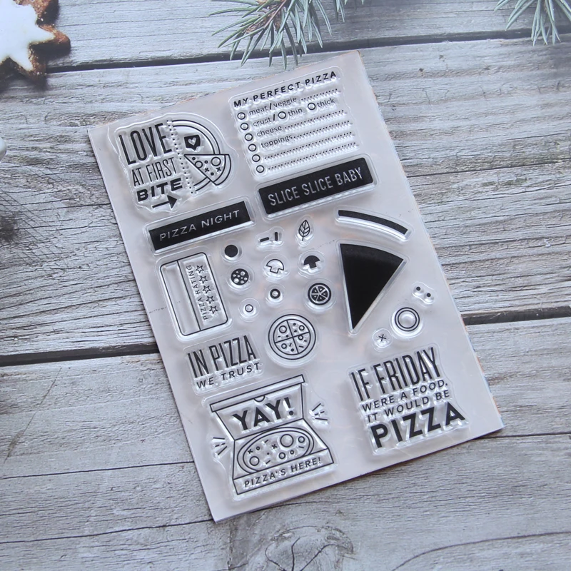 Love Pizza stamp Transparent Clear Silicone Stamps DIY Scrapbooking Card Making Kids Crafts Decoration Supplies KLJUYP