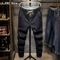 Spring Summer Mens Thin Jeans Plus Size Loose Hip Hop Harem Pants Fashion Elasticity Black Denim Trousers Streetwear 5XL 6XL 7XL 1