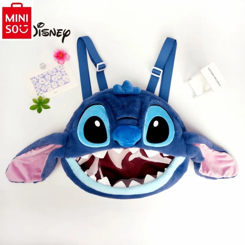 MINISO Disney Cartoon Stitch Plush Decoration Backpack for Women's Fashion, Sweet, Cute, High Quality Storage Phone Bag