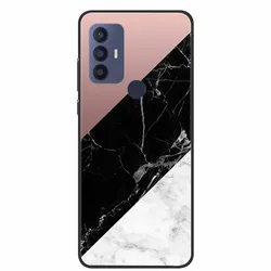 Elegant Black Marble TPU Silicone Phone Case Cover - Soft & Stylish Protection for TCL 30 SE (R03.CH.1)