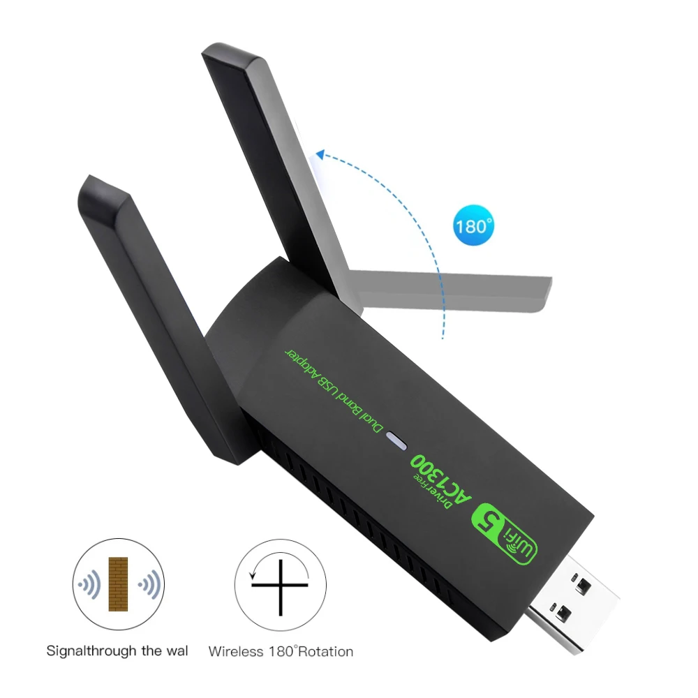 Treiber frei 1300 MBit/s Gigabit Dualband USB 2,0 Wireless-Netzwerk karte Chip RTL8812 WLAN-Adapter 2,4g 5g Wireless-Dongle-Empfänger