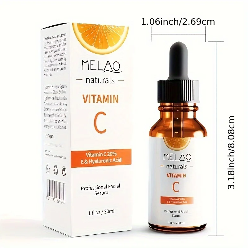 MELAO VITAMIN C SERUM Sérum visage à la vitamine C, à l'acide hyaluronique, à la vitamine E et plus encore – Sérum éclaircissant pour un teint uniforme_voghion.com