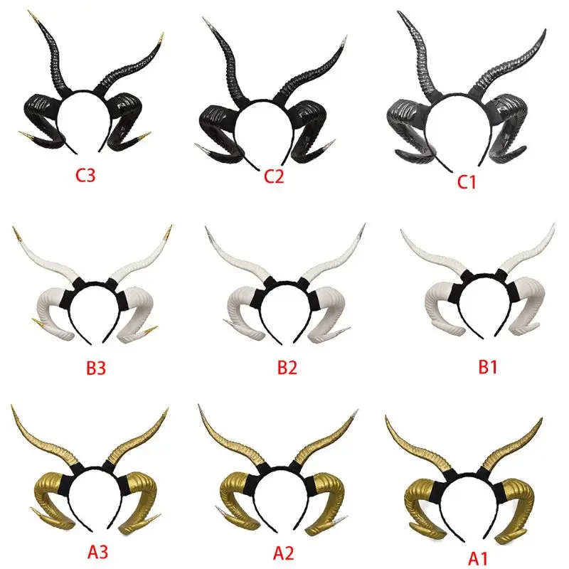

Gothic Punk Women Antelope Sheep Horn Headband Forest Animal Cosplay Hair Hoop H