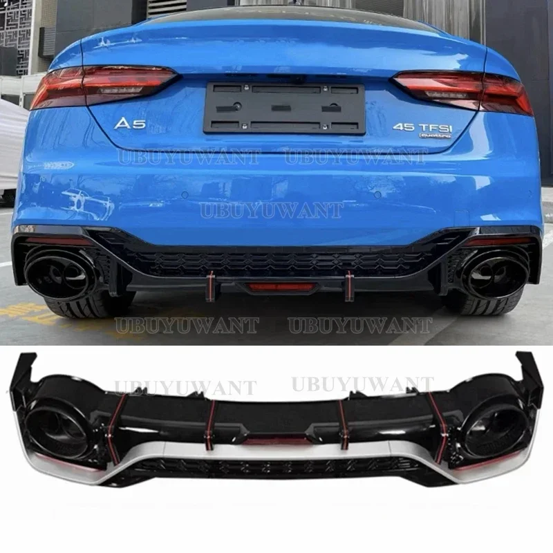 

Bright Black Rear Bumper Lip Diffuser For Audi New A5 B9.5 S5 S-Line Hatchback 2021-2022 Car Accessories