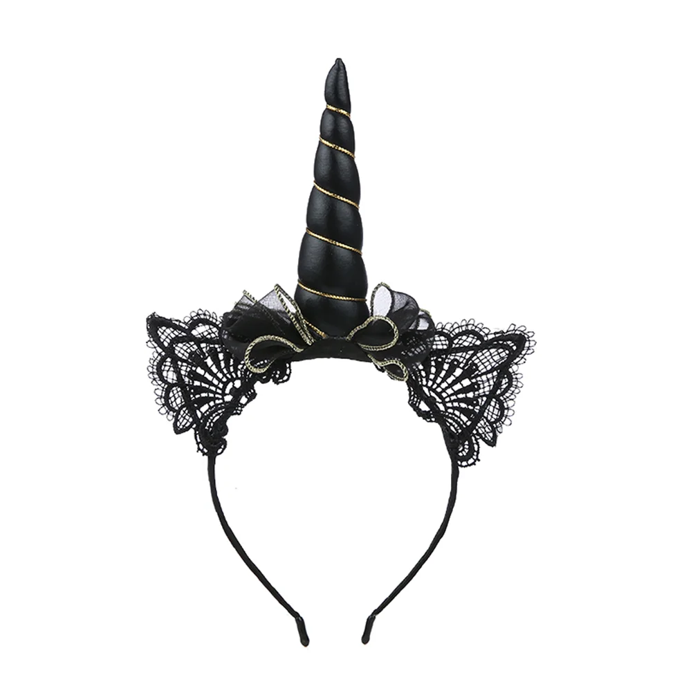 

Headband for Glitter Horn Cat Ear Flower Headwear Birthday Photo Prop Costume Party Decor