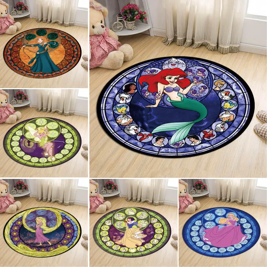 Diameter 160 cm Fairy Princess Mermaid  Cosplay Kids Playmat Round Crawling Game Mat Kitchen Bathroom Mat Non-slip Carpet cartoon door mat kids playmat boys girls game mat bedroom kitchen carpet indoor bathroom mat kids rug