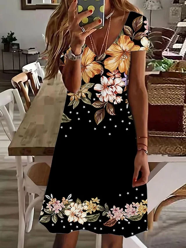 

Women's Casual Dress Summer Dress Print Dress Floral Print V Neck Mini Dress Fashion Modern Daily Holiday Short Sleeve Regular