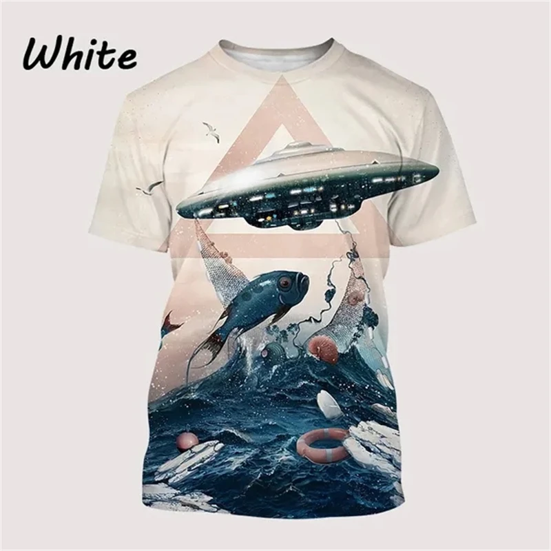 

Science Fiction Alien Ship New Fashion Men's 3D Printed Round Neck Short Sleeve Tops T Shirts For Men Clothing 2024 Streetwear