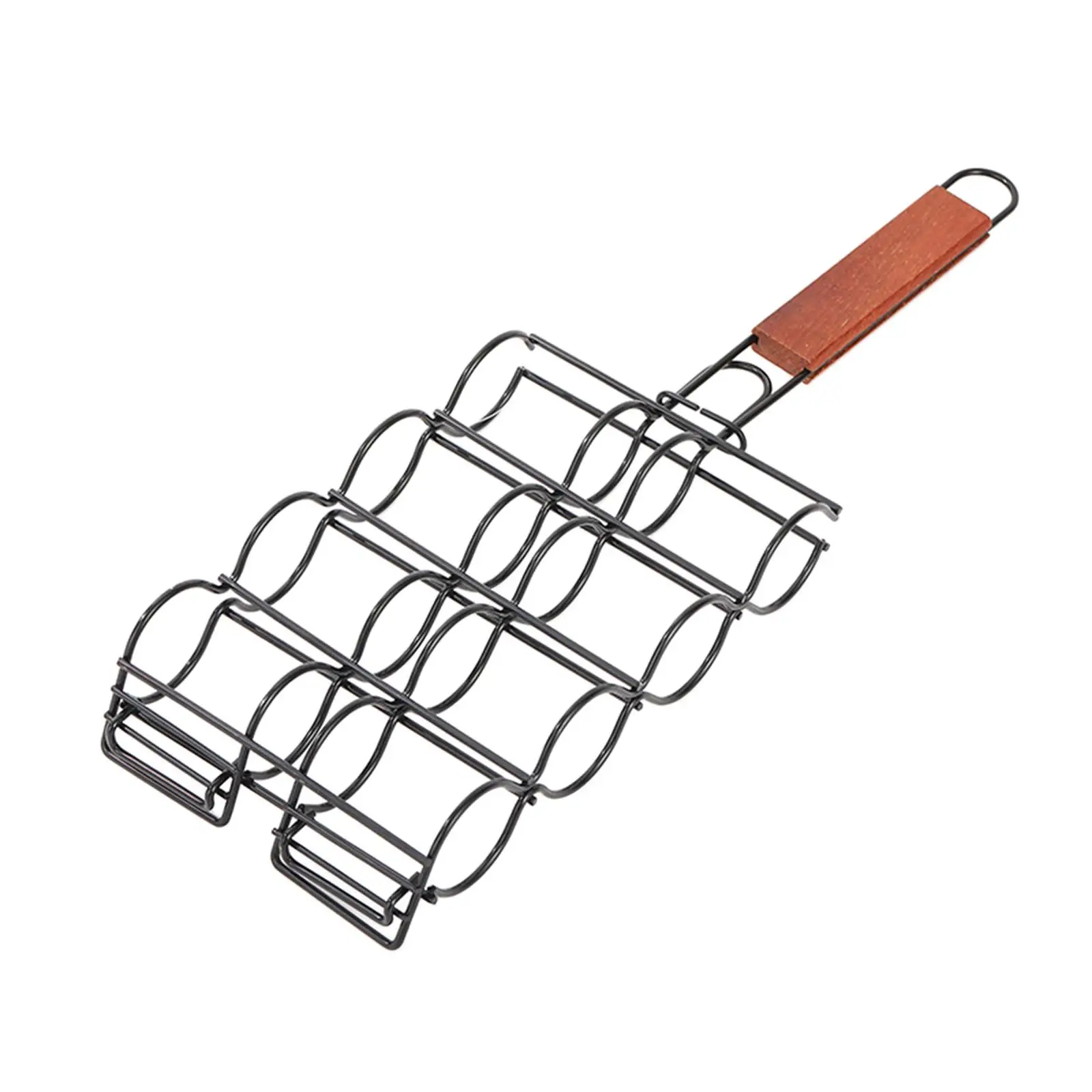 Corns Grilling Holder Sausage Grill Rack with Handle Grill Basket Grill Accessories Clip Net Rack Metal Mesh Baskets for Picnic