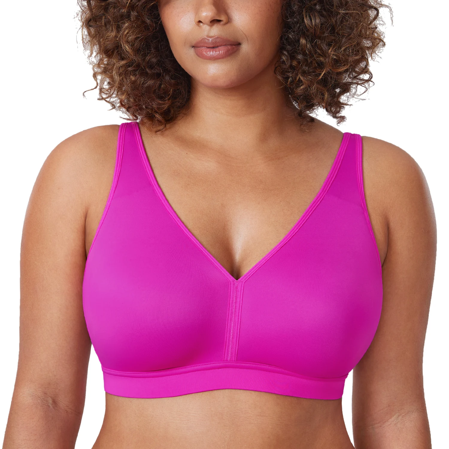 Women's Wireless Bra Plus Size Full Coverage Unlined Support Comfort No Underwire Smooth B C D DD E F