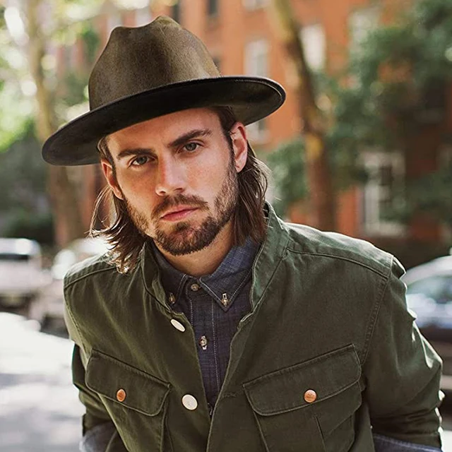 Rancher Hat Mens Floppy Felt Hat Ranch Wide Brim Soft Felt Hat