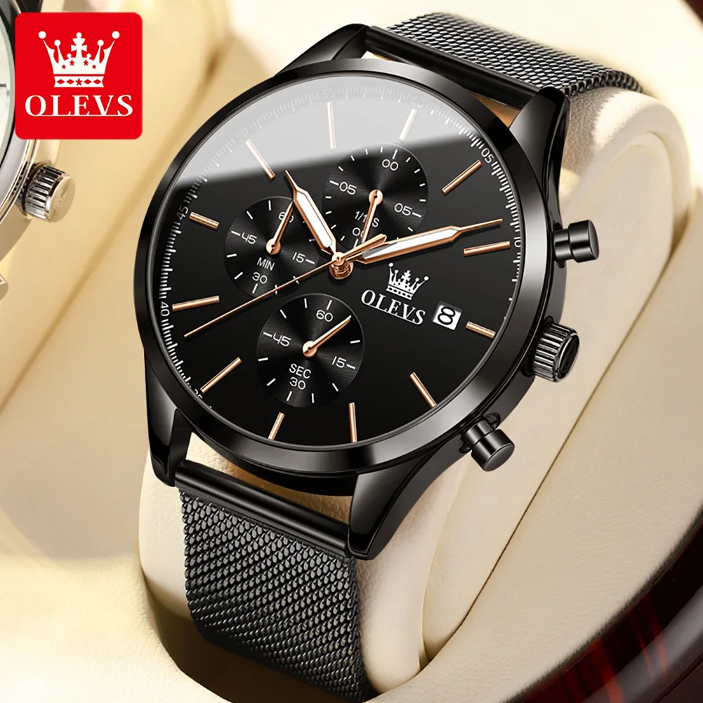 OLEVS Brand New Fashion Chronograph Quartz Watch for Men  Stainless Steel Waterproof Date Luxury Mens Watches Relogio Masculino