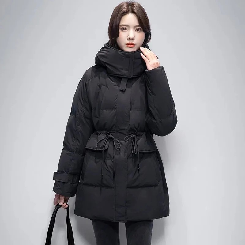 

Down Cotton-Padded Jacket Women Overcoat 2023 New Autumn Winter Long Slim Hooded Thick Warm Parker Coat Outwear Casaco