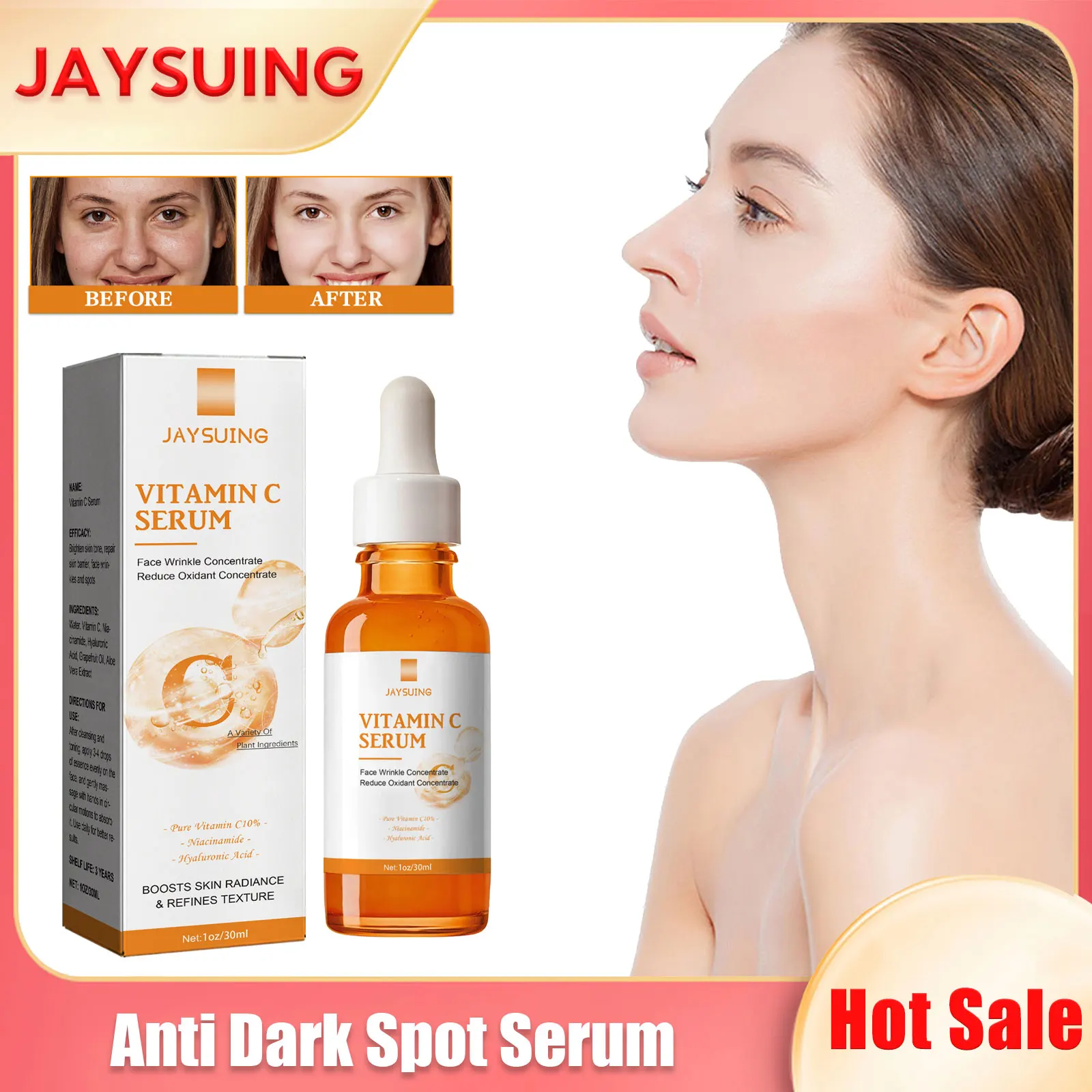 

Fade Dark Spots Essence Anti Aging Wrinkles Moisturizing Remove Melasma Pigment Melanin Smooth Whitening Freckle Vitamin C Serum