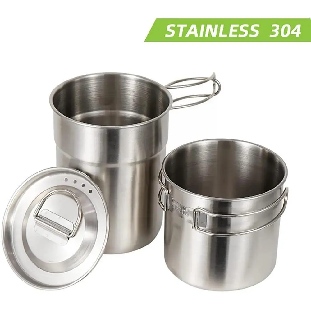 2pcs Steel Stackable Drinking Water Cups Set With Foldable Tableware