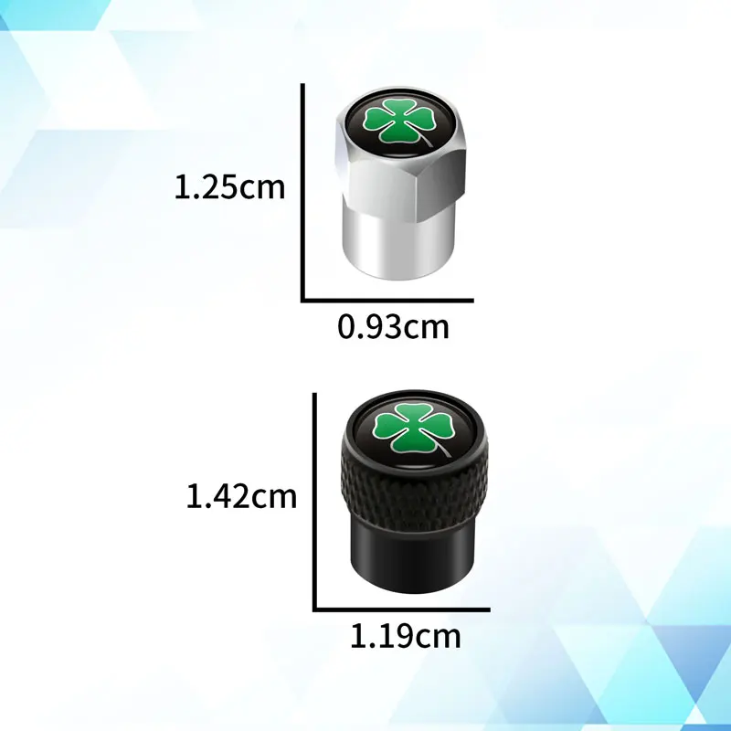 Exterior Decor 4-Piece Four Leaf Clover Wheel Valve Stem Caps