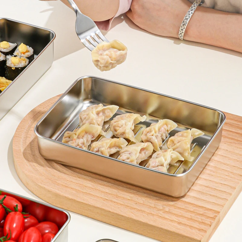 304 Stainless Steel Food Container Lunch Box Large Capacity Rectangular Box with Lid Seal Lunch Box Kitchen Cooking Accessories