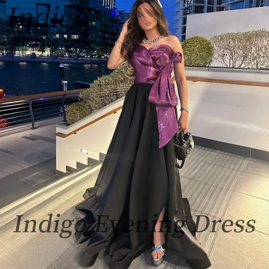 Indigo-Vestido largo hasta el suelo para mujer, traje Formal de fiesta con abertura, escote Corazón, 2024