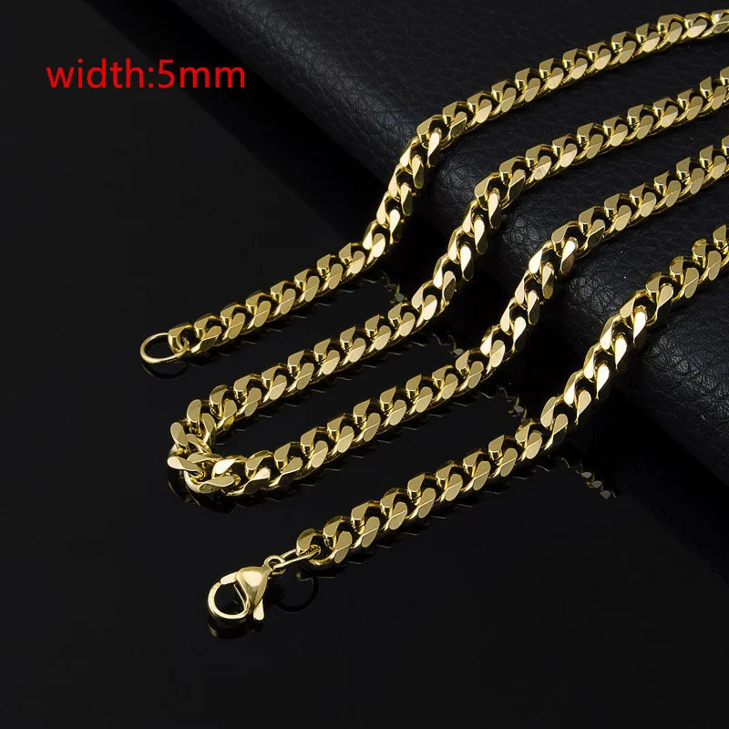 2022 Classic Rope Chain Men Necklace Width 2/3/4/5 MM Stainless Steel Figaro Cuban Chain Necklace For Men Women Jewelry