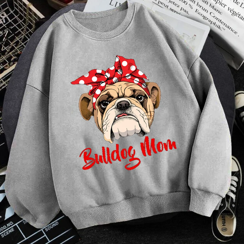 

Hoodies Unisex Funny Graphic Bulldog Mom Long Sleeves Harajuku Fashion Casual Loose Autumn Sweaters High Street Cute Dog Hooded