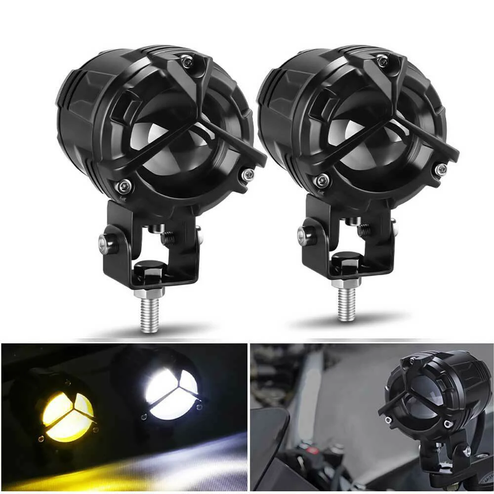 

2Pcs 90W LED Motorcycle Headlights Spotlights White Yellow Hi/Lo Fog Lamp Driving Lights Auxiliary Lights for Car Offroad ATV
