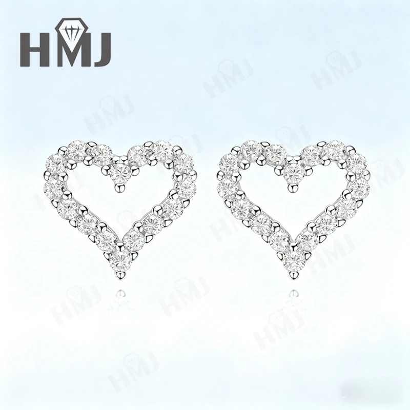925 Sterling Silber Herzförmige Ohrringe Moissanit D-Farbe/Hellgrün/Champagner/Lebhaftes Blau Rundschliff Feiner Schmuck Geschenk für Sie – Detail 8