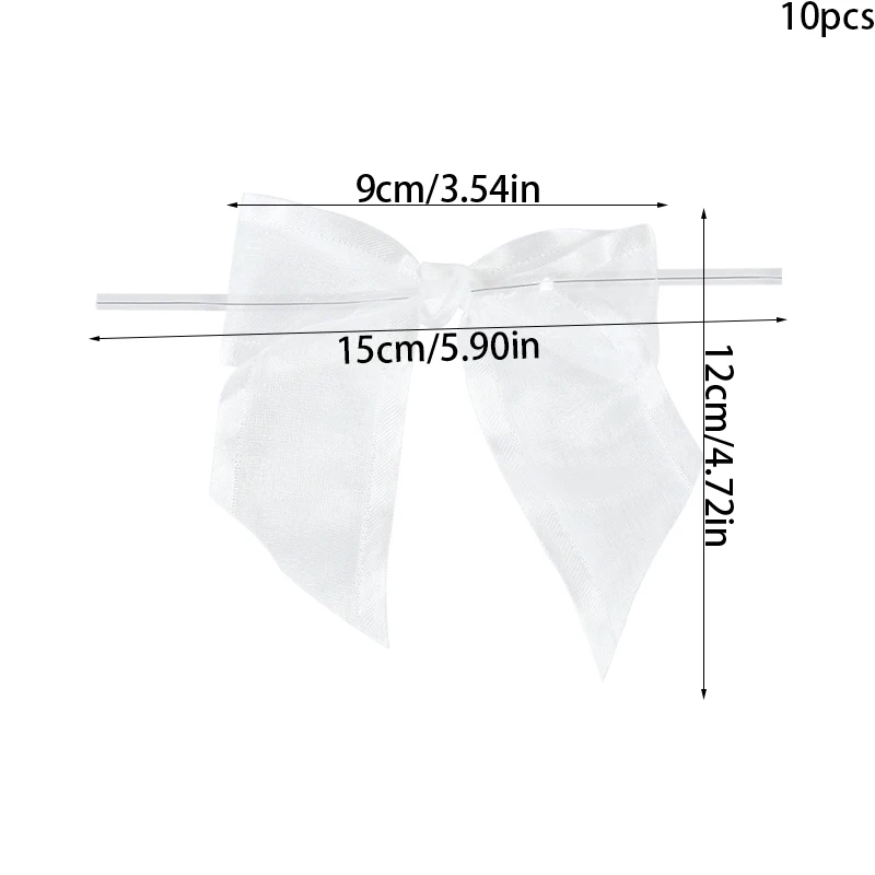 5/10/20 stücke weiße vor gebundene Organza-Schleifen mit Twist-Krawatten Satin band Schleifen für Hochzeits feier Geburtstags geschenk Süßigkeiten Verpackung – Detail 11