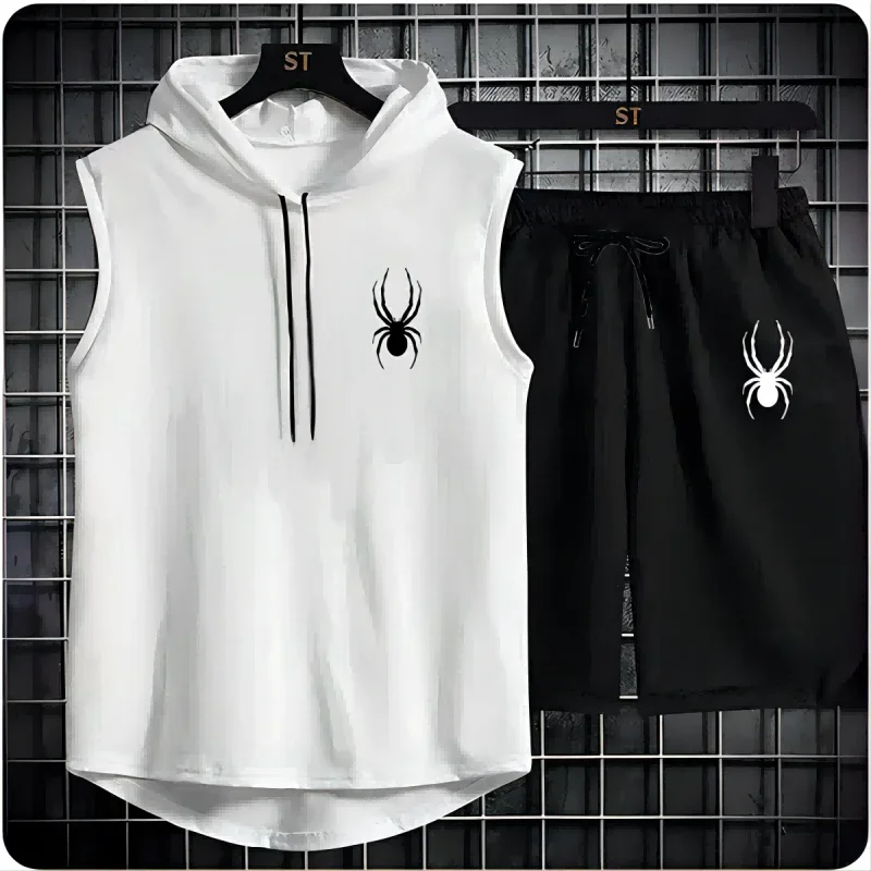 2025 New summer men's sleeveless set summer sports jersey set, men casual sports suit men's loose basketball suit summer tank to