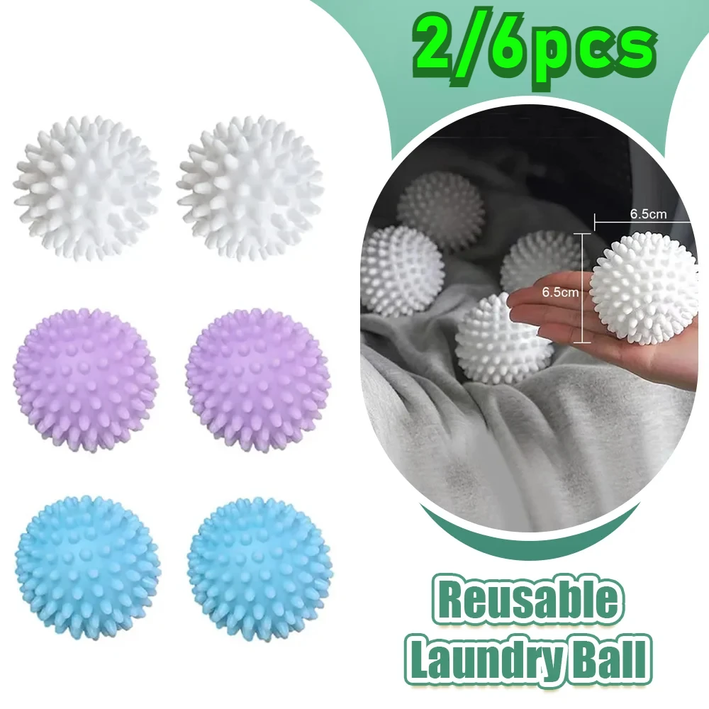 PVC Dryer Ball Reusable Laundry Ball Washing Machine Drying Fabric Softener Home Clothe Cleaning Tool Accessrices 2/6Pcs