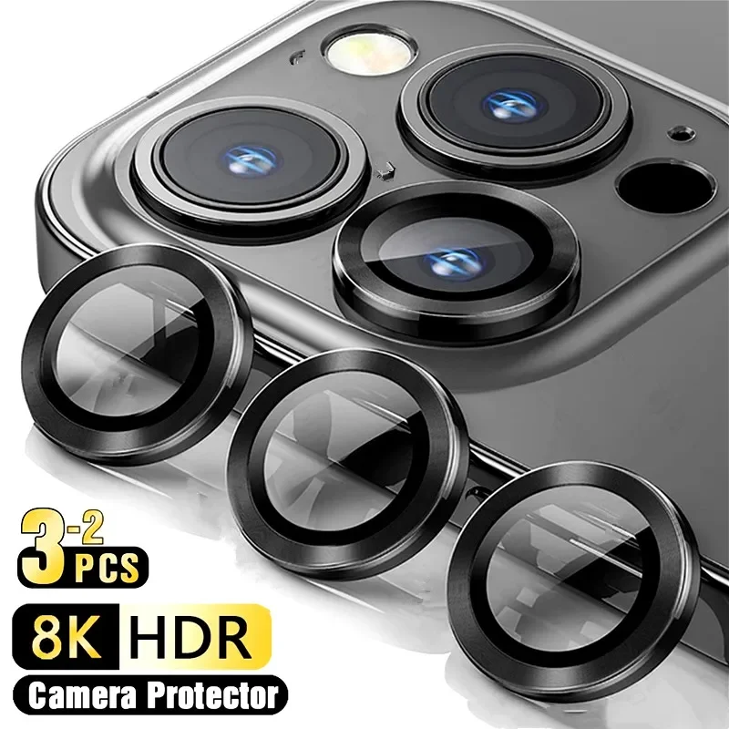 3D Curved Tempered Glass Camera Protector with Metal Ring