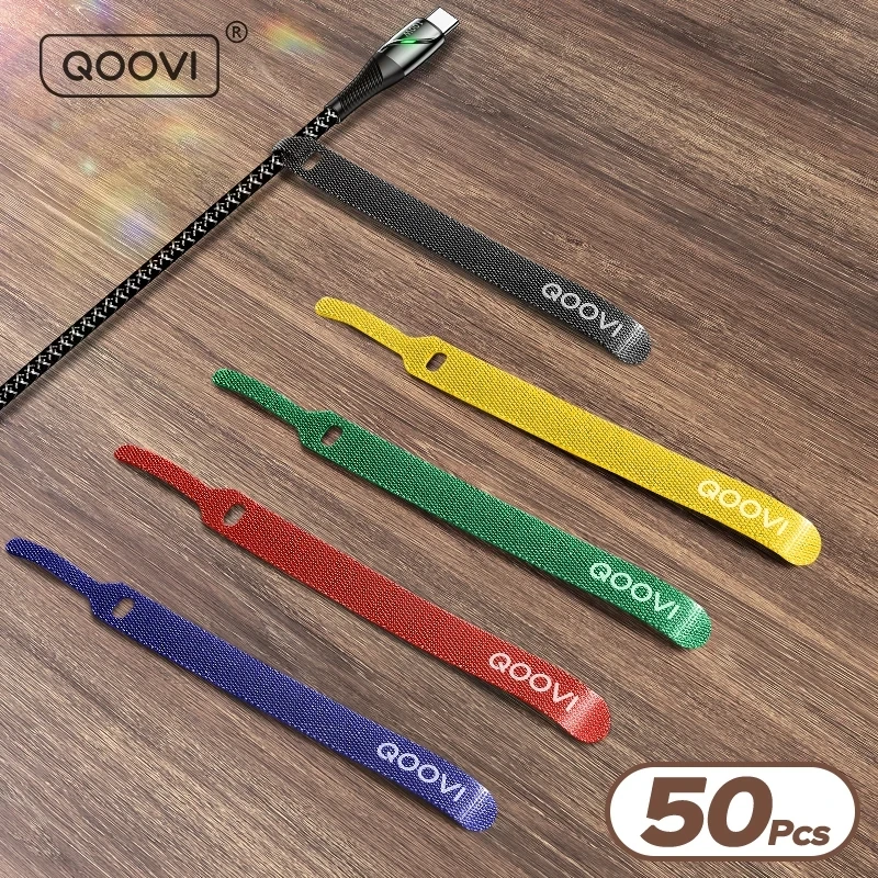 QOOVI Cable Organizer Wire Winder 15*1.2cm USB Cable Management Clip For Earphone Holder Mouse Keyboard Cord Protector