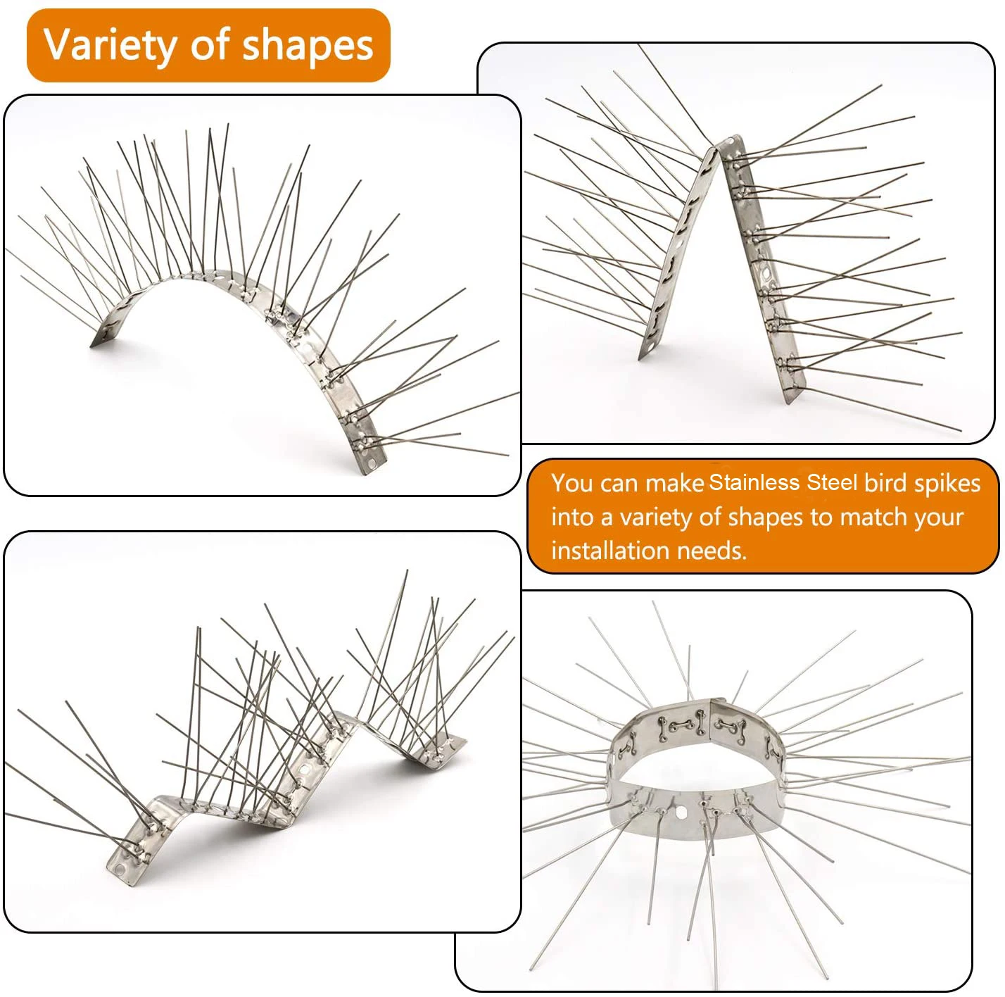 Stainless Steel Bird Spikes Anti Pigeons Deterrent Kit Bird Spikes Anti  Climb Security Wall Fence Away from Roof Windowsill Deterrent for Birds  Crows